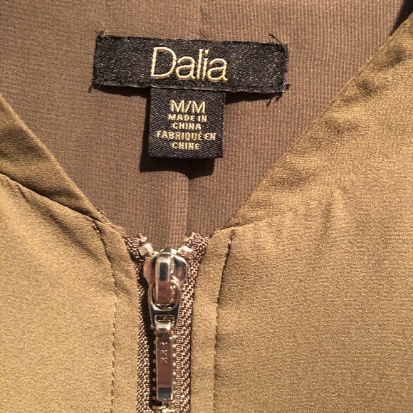 Dalia Zipper olive blazer Dressy Jacket Classy M - Picture 3 of 6